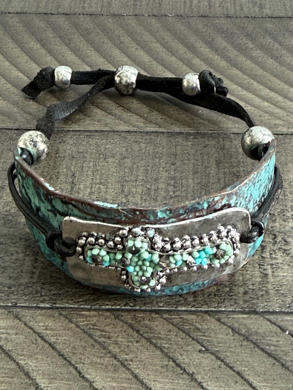 Rustic Western-Style Cuff Bracelet Cross Design